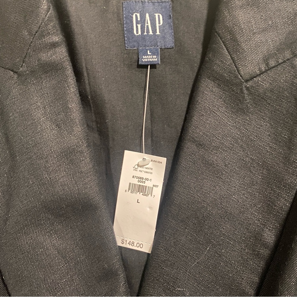 NWT Gap Linen-Cotton Belted Blazer in Black - Size L - Picture 9 of 14